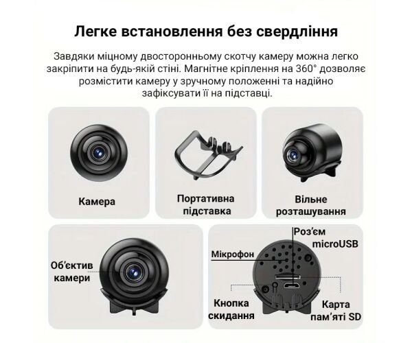kamera-wi-fi-dlya-videosposterezhennya-z-datchikom-rukhu-nichne-bachennya-chorna Камера Wi-Fi для відеоспостереження з датчиком руху, нічне бачення, чорна - Зображення 4