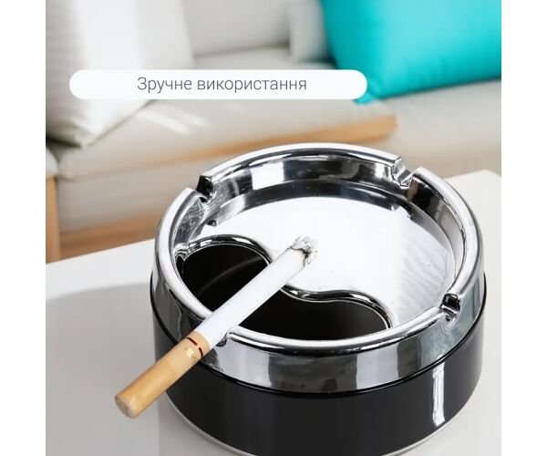 popilnichka-vitrozakhisna-z-krishkoyu-chorna Попільничка вітрозахисна з кришкою, чорна - Зображення 3
