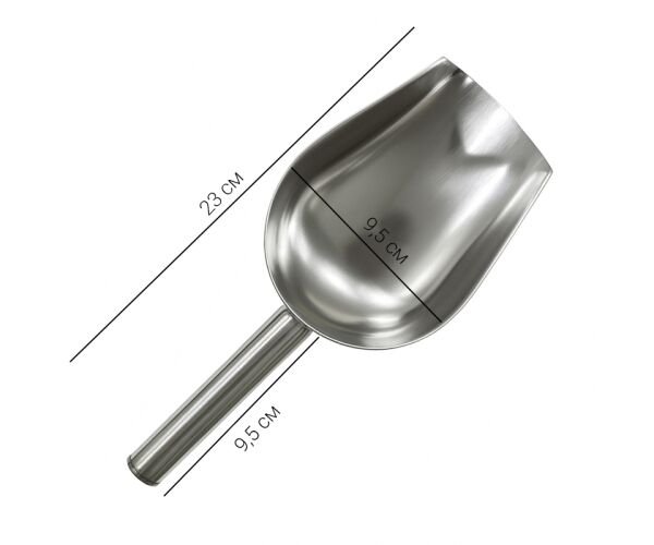 sovok-dlya-lodu-ta-sipuchikh-produktiv-z-nerzhaviyuchoyi-stali-230-kh-95-mm Совок для льоду та сипучих продуктів з нержавіючої сталі, 230 х 95 мм - Зображення 3