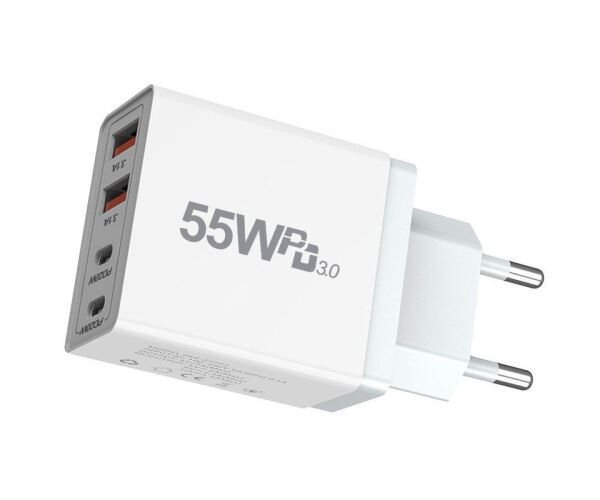 Адаптер швидкої зарядки з портами USB-A та Type-C